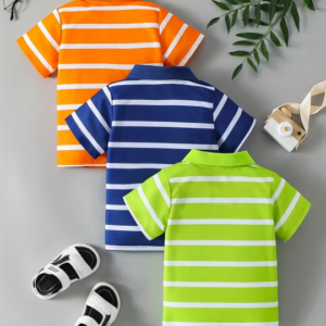 Boys' 3pcs Casual Striped Golf Shirt