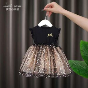 0-3 year old girl's black star mesh princess dress