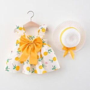 0-4 Year Old Girl Princess Strap Dress - Comes with Hat
