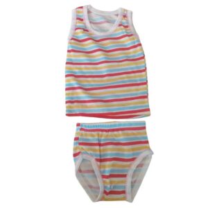 Angel Choices Breathable Colorful Striped Layering Tank Top And Shorts Set