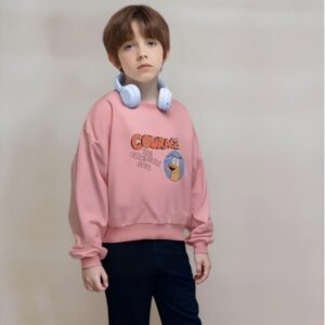 Angel Choices The Cowardly Dog Print Round Neck Pink Hoodie