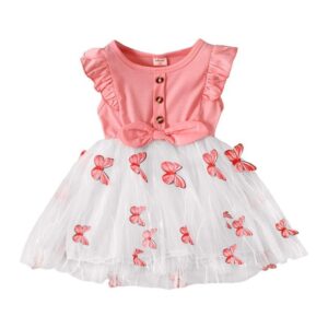Catpapa 1-5 Years Sleeveless Ruffle Butterfly Mesh Dress