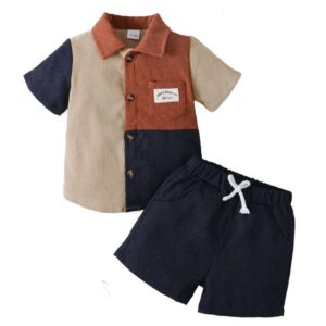 Catpapa Catpapa Boys' Blue Cotton Blend Shirt & Shorts Set - 1-6 Years