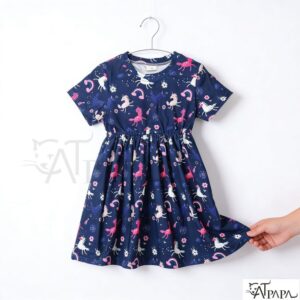 Catpapa Catpapa Girls' Blue Casual Dress - Blended Cotton, 4-7 Years