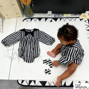Catpapa Exclusive Perks for Loyal Customers! 0-18Months Baby Girls Vertical Stripes Romper