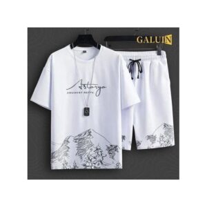 GALUIN GALUIN Unisex White Short Sleeve T-Shirt & Shorts Set